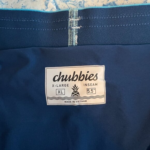 Chubbies Men XL Blue White Lined Classic Swim Trunk Short Pockets Drawstring - Picture 7 of 8